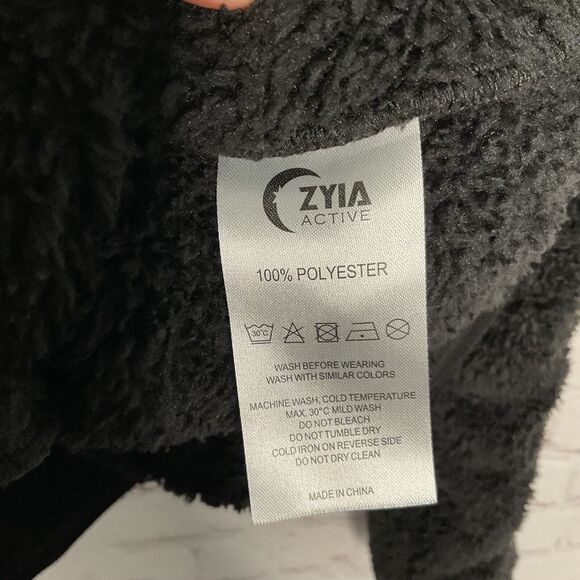 NWOT Zyia Womens Black Teddy 1/4 Zip Pocket Jacket Sweatshirt Sz Large - Picture 5 of 10
